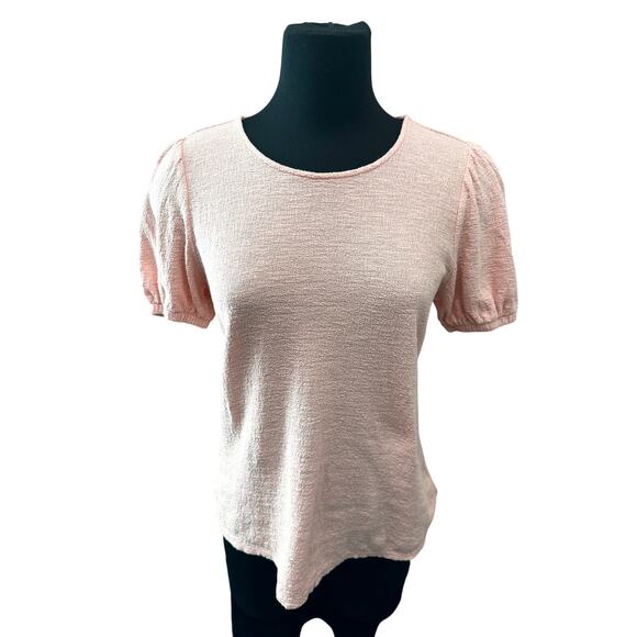 DOWNEAST | Textured Puff Sleeve Knit Top Pink | Small - Picture 2 of 7